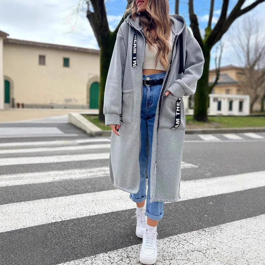 Hazel | Women's Fleece Coat – Oversized Hooded Long Zip-Up, Plus Size view 5