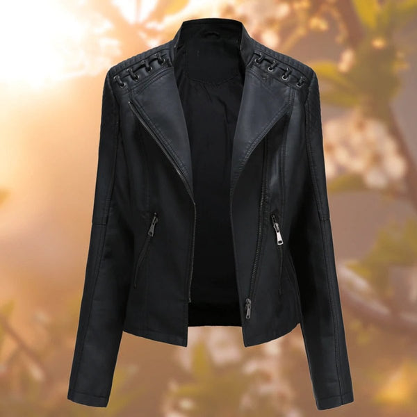 Tabitha | Women's Leather Jacket – Biker-Style Zip-Up