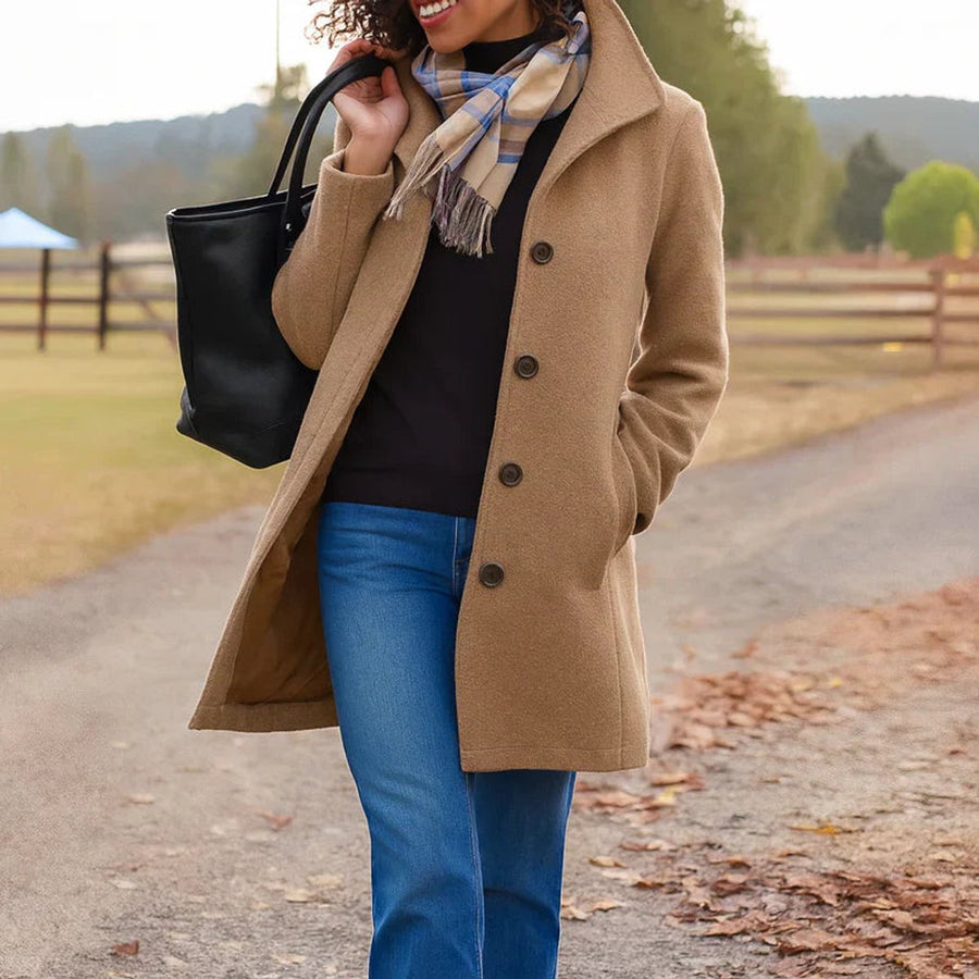 Constance | Women's Winter Coat – Classic Mid-Length Button-Up view 3