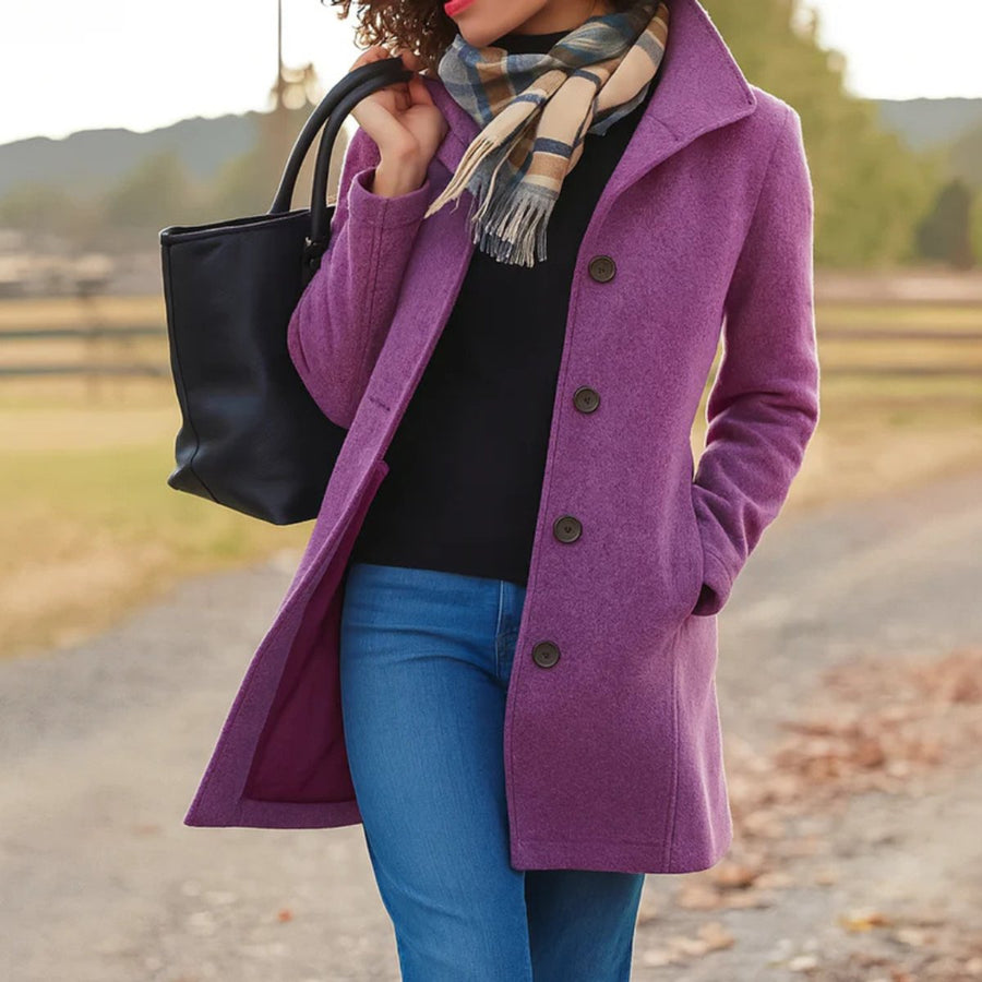 Constance | Women's Winter Coat – Classic Mid-Length Button-Up view 4