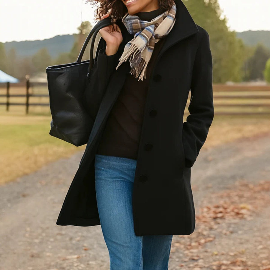Constance | Women's Winter Coat – Classic Mid-Length Button-Up view 5