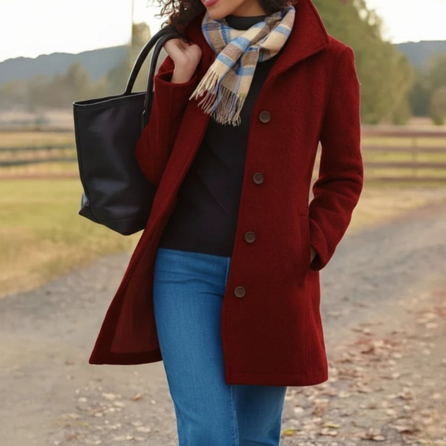 Constance | Women's Winter Coat – Classic Mid-Length Button-Up view 7