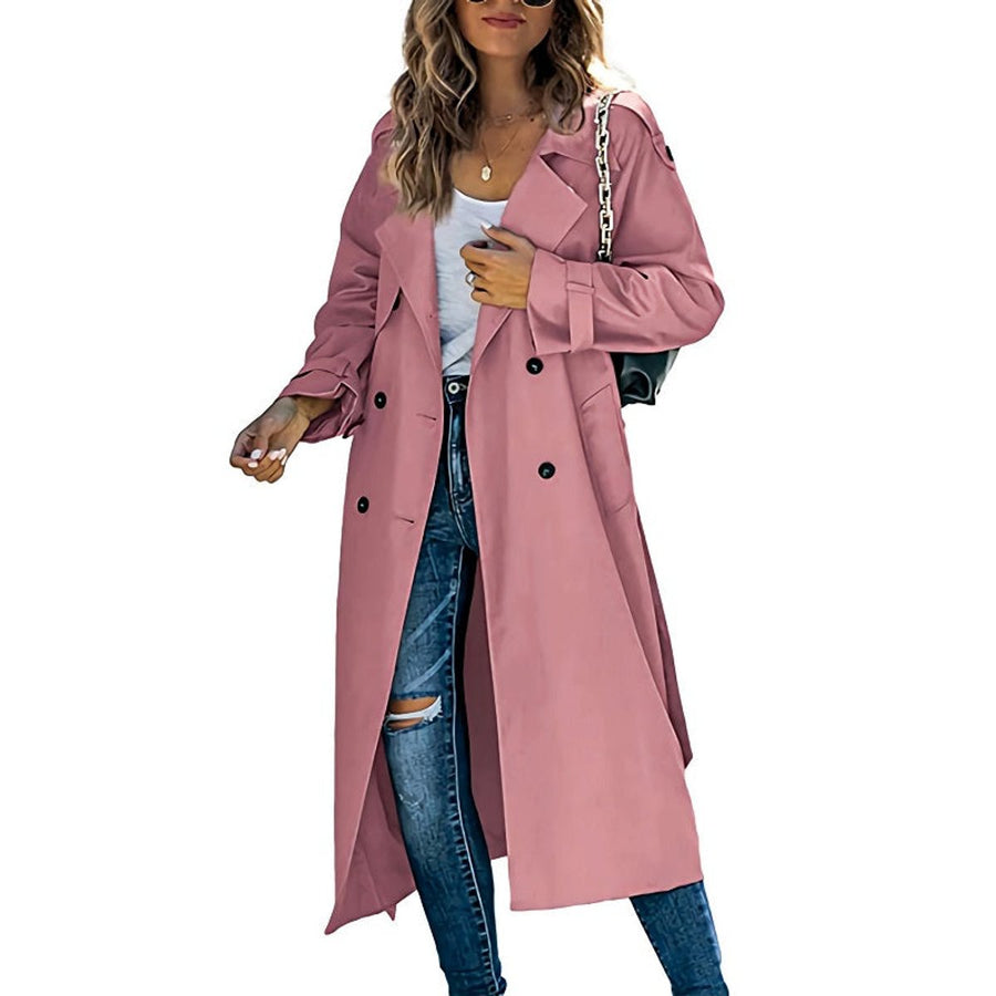 Marigold | Women's Trench Coat – Long Double-Breasted Belted view 2