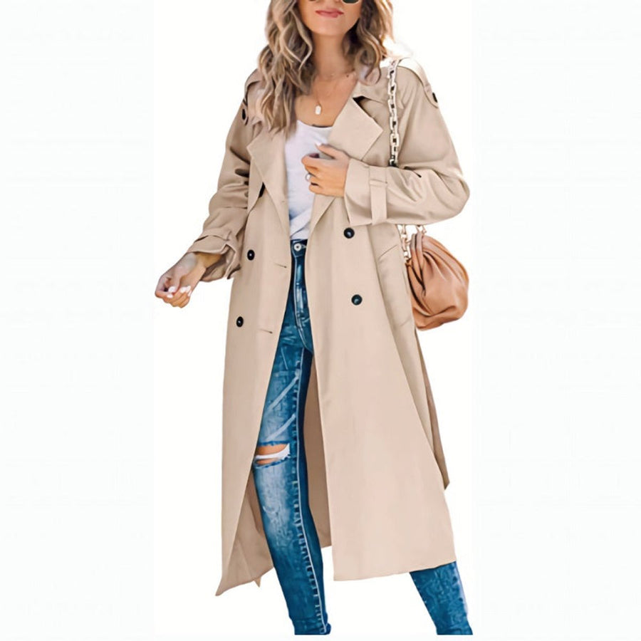 Marigold | Women's Trench Coat – Long Double-Breasted Belted view 3