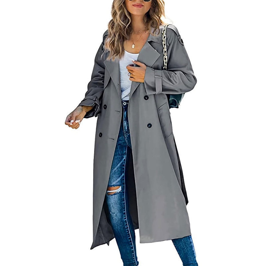 Marigold | Women's Trench Coat – Long Double-Breasted Belted view 4