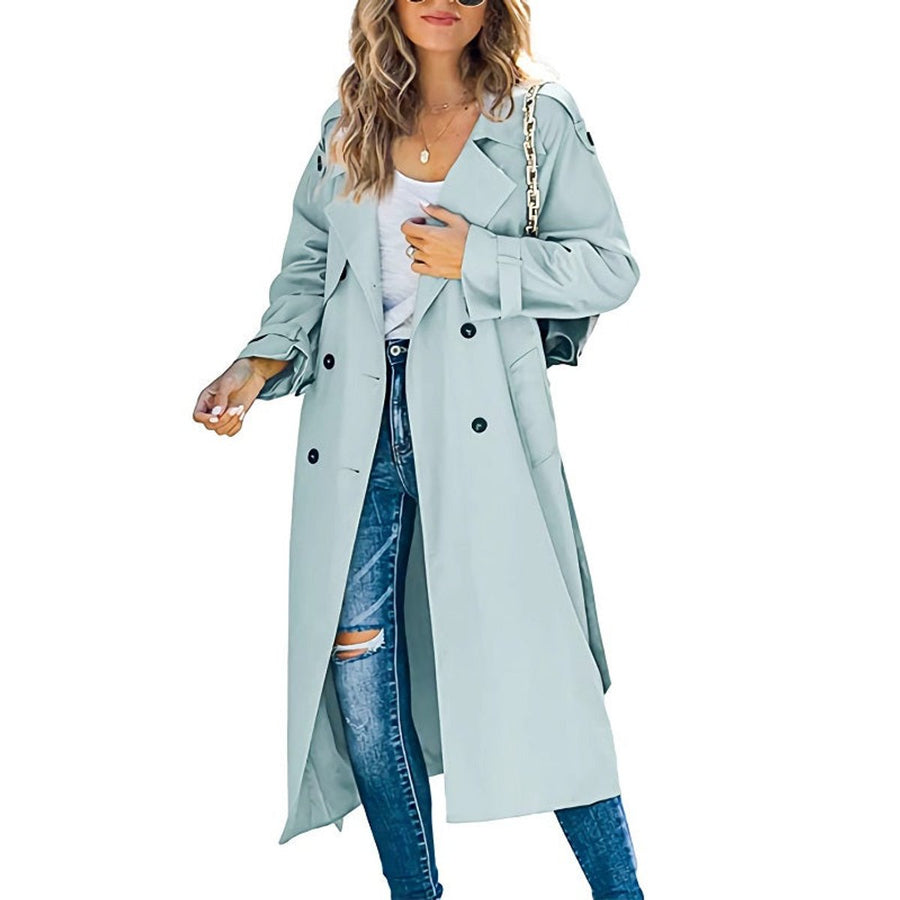 Marigold | Women's Trench Coat – Long Double-Breasted Belted view 5