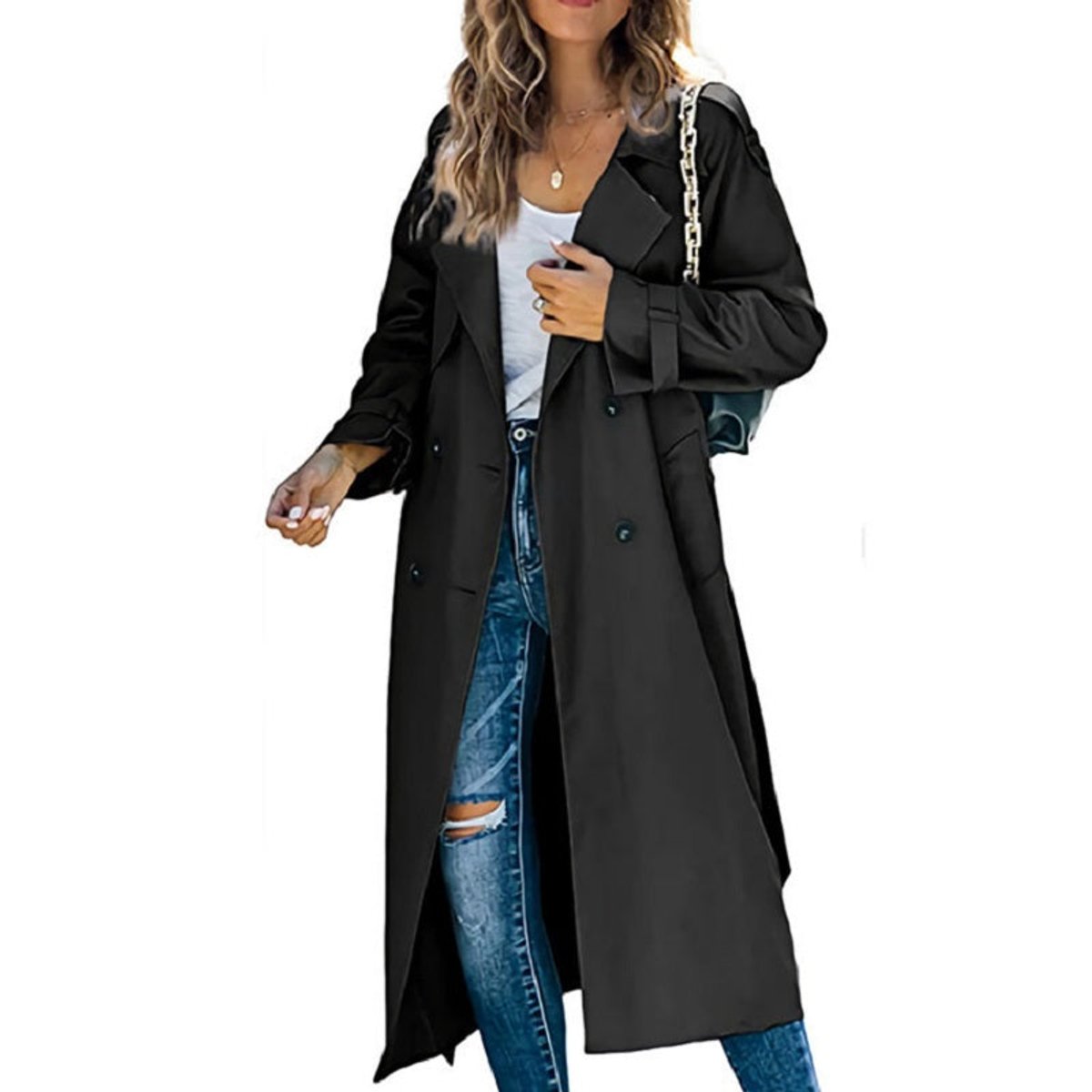 Marigold | Women's Trench Coat – Long Double-Breasted Belted