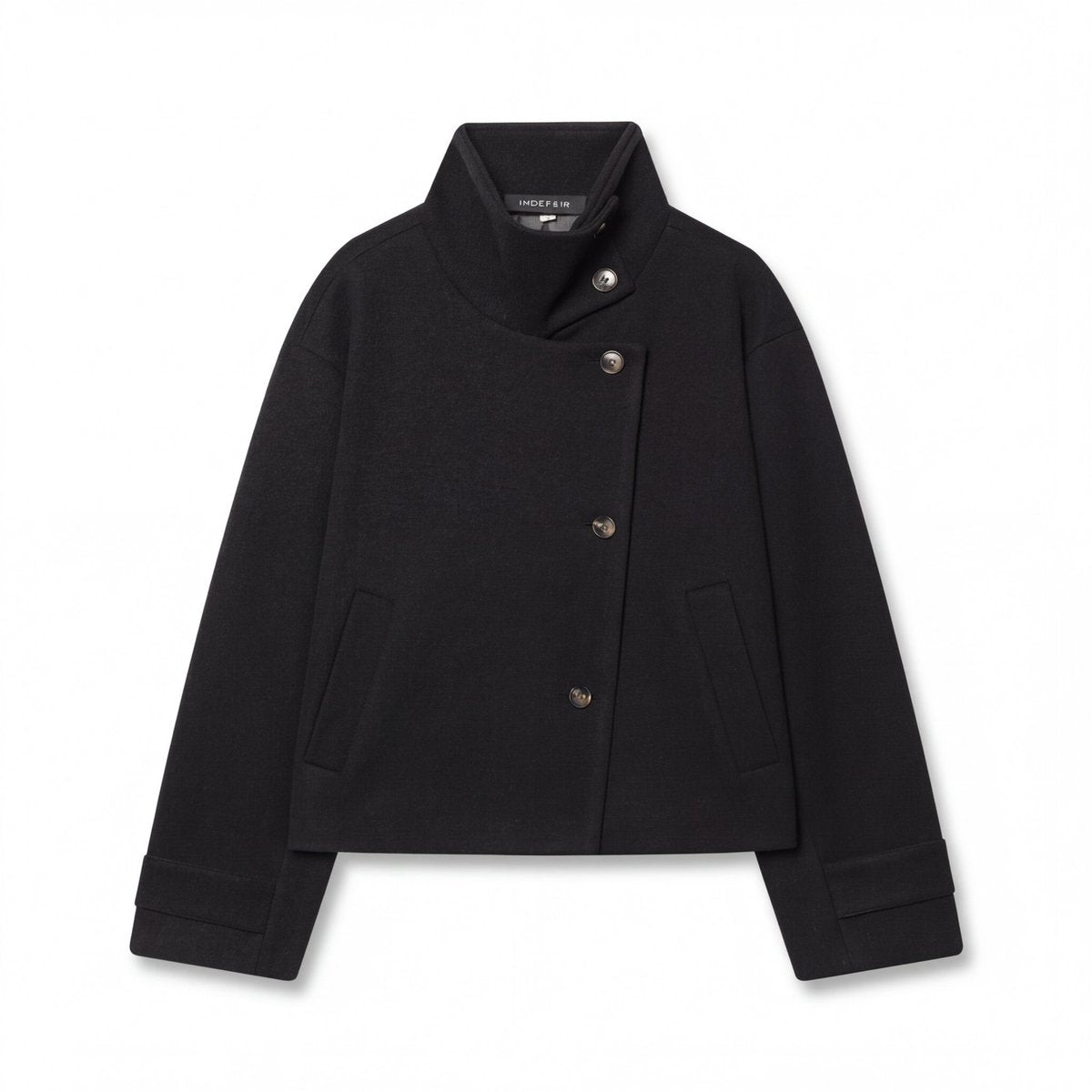 Lucinda | Women's Winter Coat – Wool Stand Collar Asymmetric Button