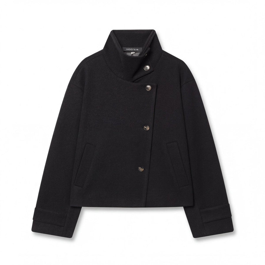 Lucinda | Women's Winter Coat – Wool Stand Collar Asymmetric Button view 1