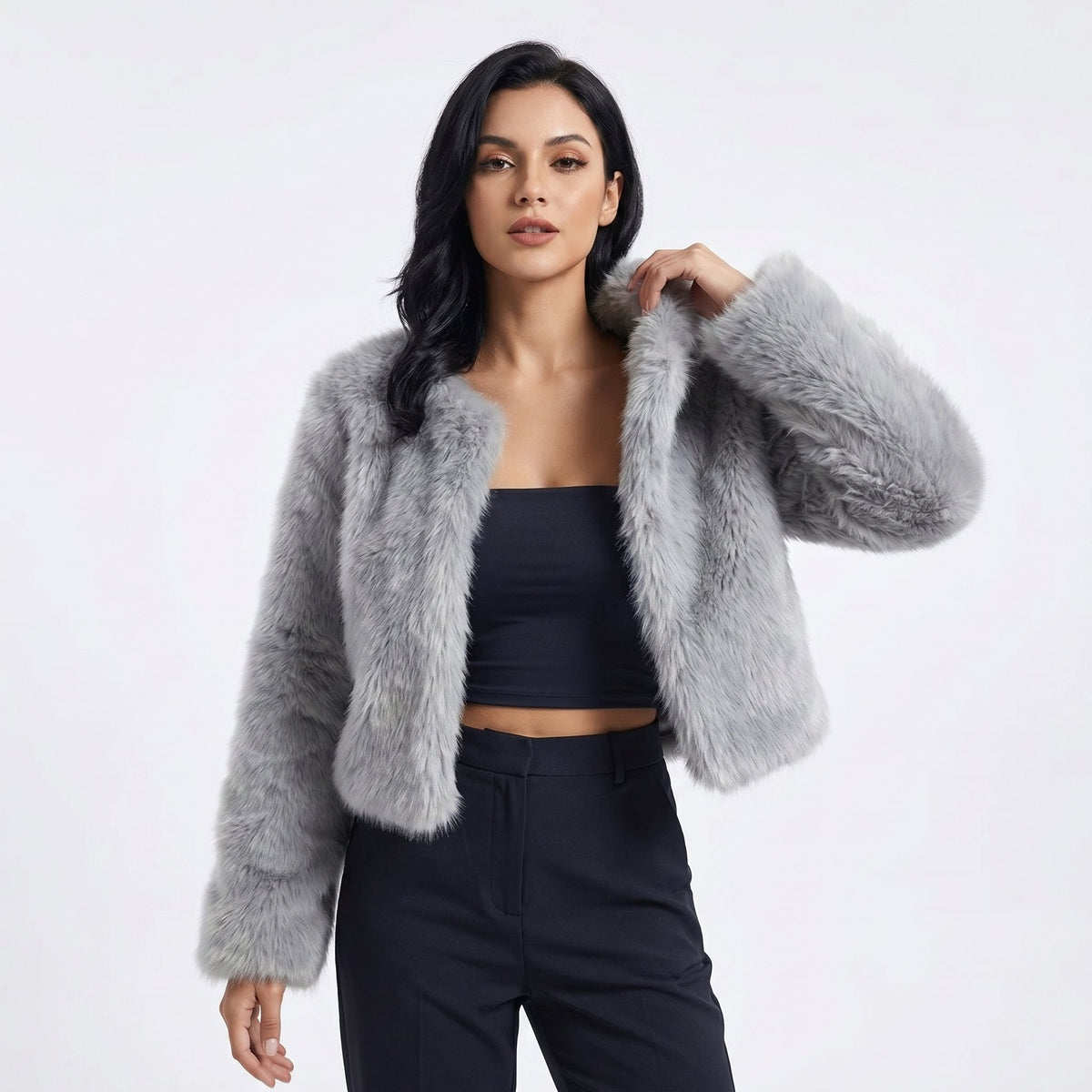 Lorna | Women's Faux Fur Coat – Cropped Short Jacket