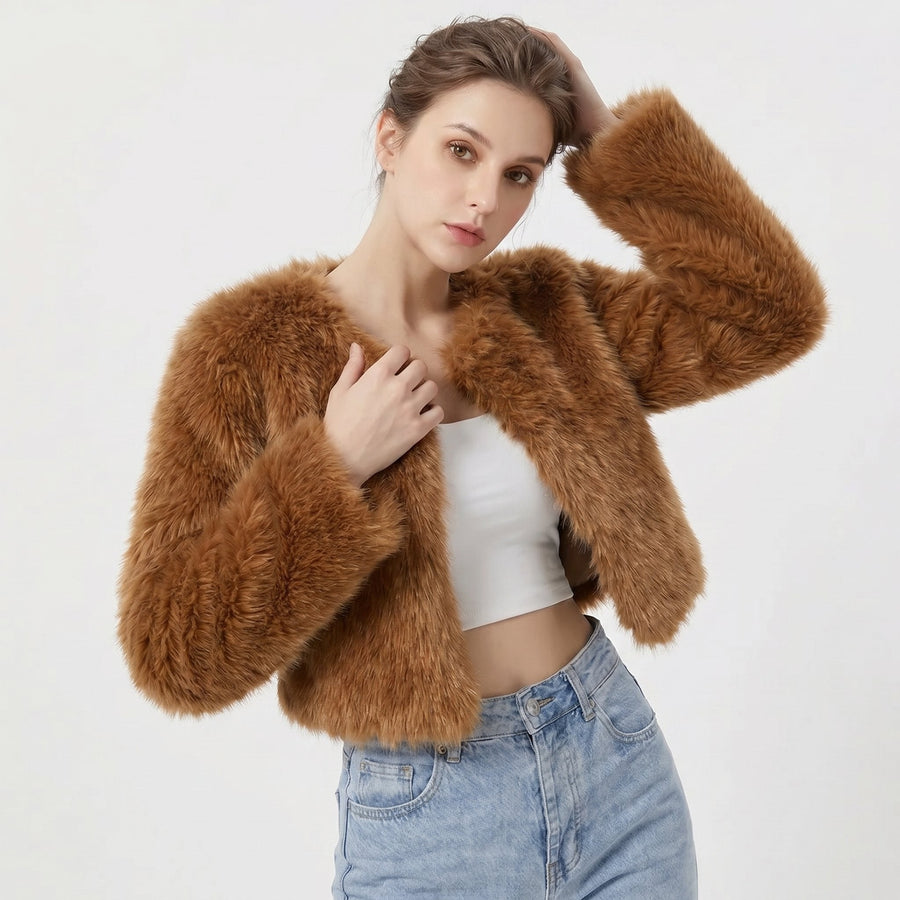 Lorna | Women's Faux Fur Coat – Cropped Short Jacket view 4