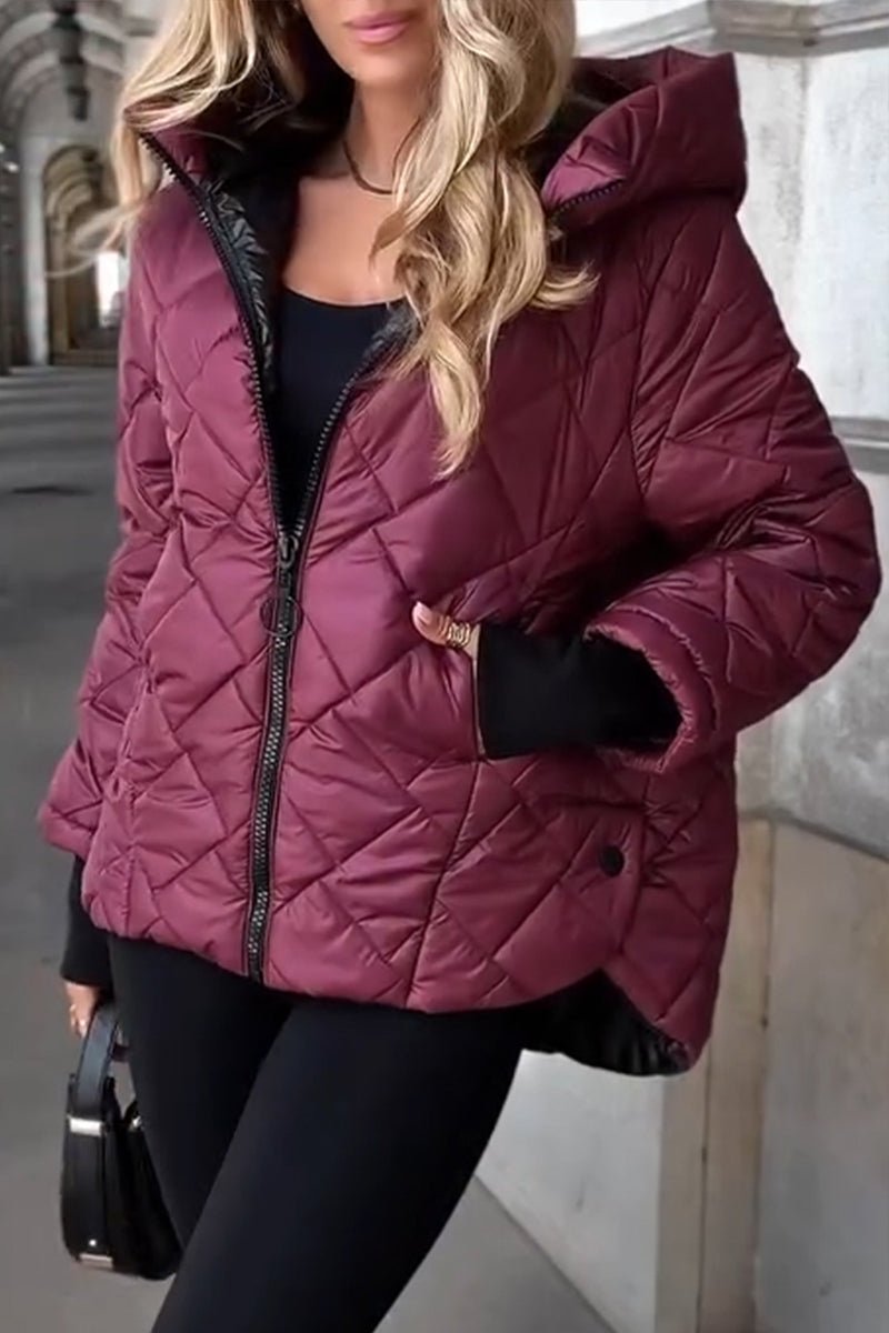 Phoebe | Women's Puffer Jacket – Diamond Quilted Zip-Up Hooded view 4
