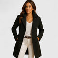 Juliet | Women's Winter Coat – Elegant Long Button-Up Notch Lapel