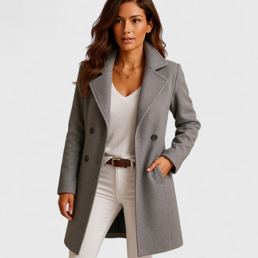 Juliet | Women's Winter Coat – Elegant Long Button-Up Notch Lapel view 1