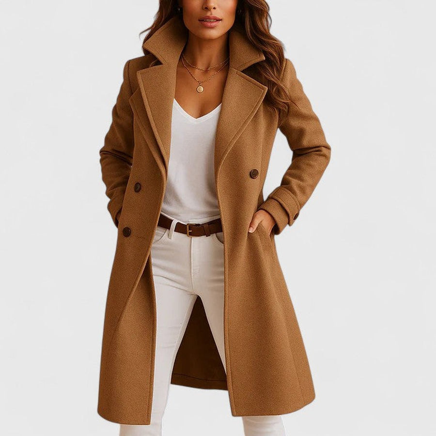 Juliet | Women's Winter Coat – Elegant Long Button-Up Notch Lapel view 3