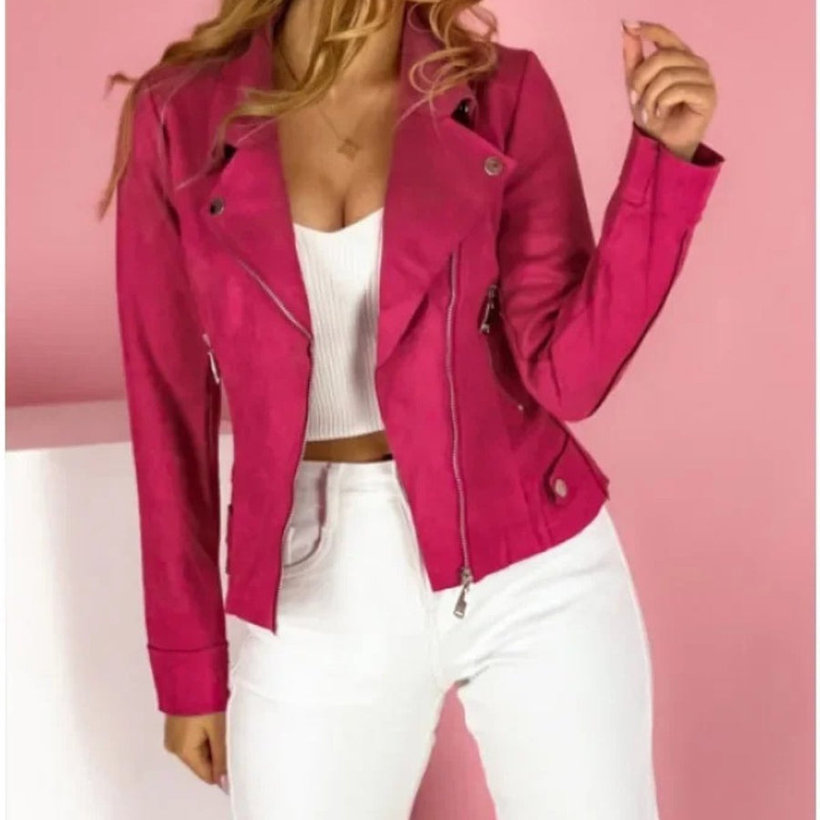 Blythe | Women's Leather Jacket – Convertible Collar Zip-Up Moto view 6