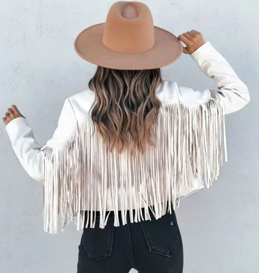 Primrose | Women's Leather Jacket – Fringed Suede Cropped Moto view 2
