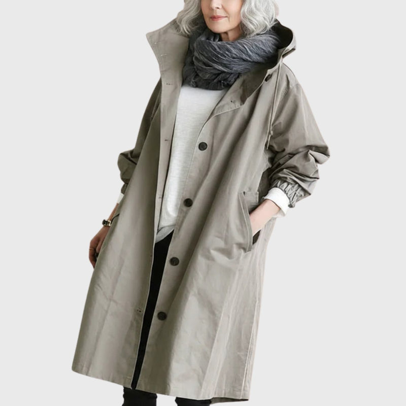 Georgia | Women's Trench Coat – Hooded Water-Repellent Oversized Long, Plus Size