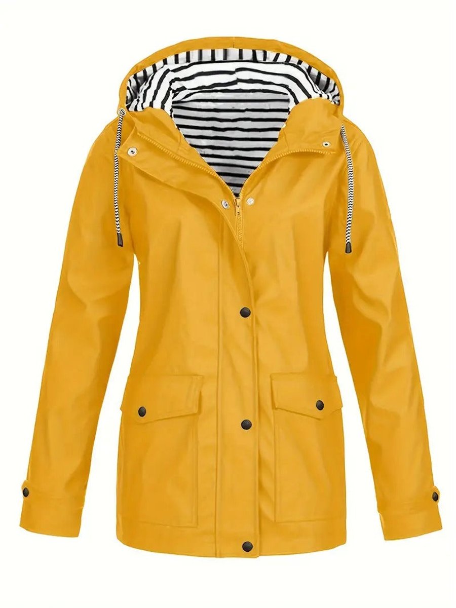Elspeth | Women's Rain Jacket – Hooded Striped-Lined Raincoat, Plus Size view 2