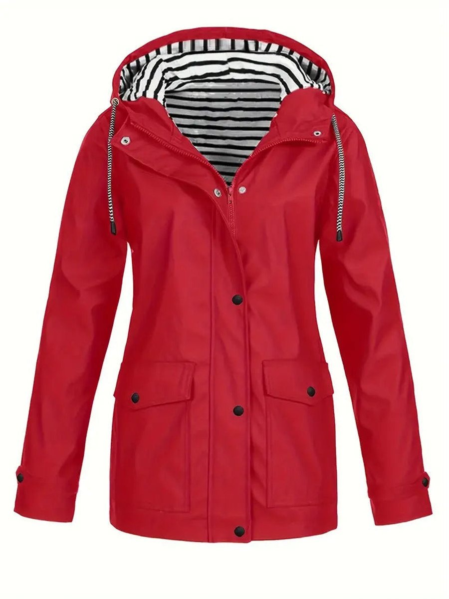 Elspeth | Women's Rain Jacket – Hooded Striped-Lined Raincoat, Plus Size view 3