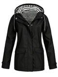 Elspeth | Women's Rain Jacket – Hooded Striped-Lined Raincoat, Plus Size