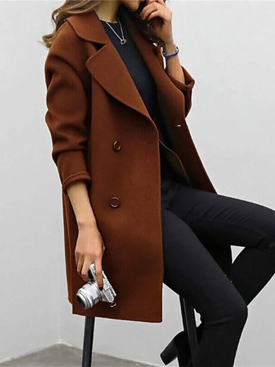 Jemima | Women's Winter Coat – Double-Breasted Long Wool-Blend Oversized view 3