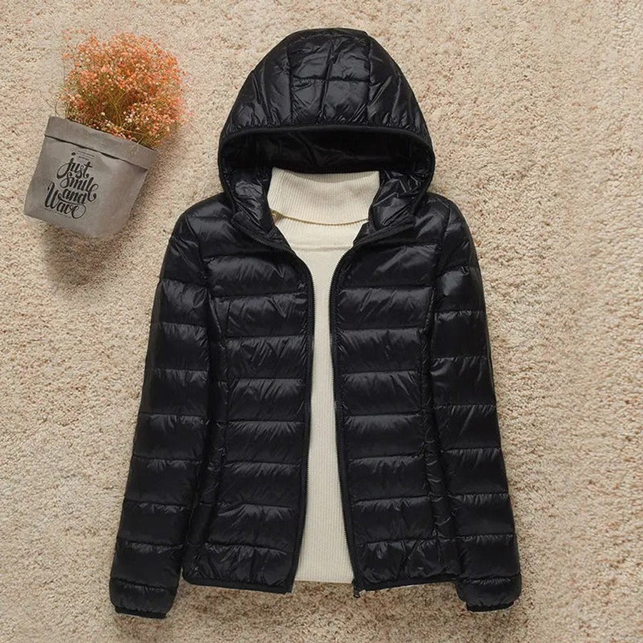 Nell | Women's Puffer Jacket – Lightweight Hooded Packable Down, Plus Size view 4
