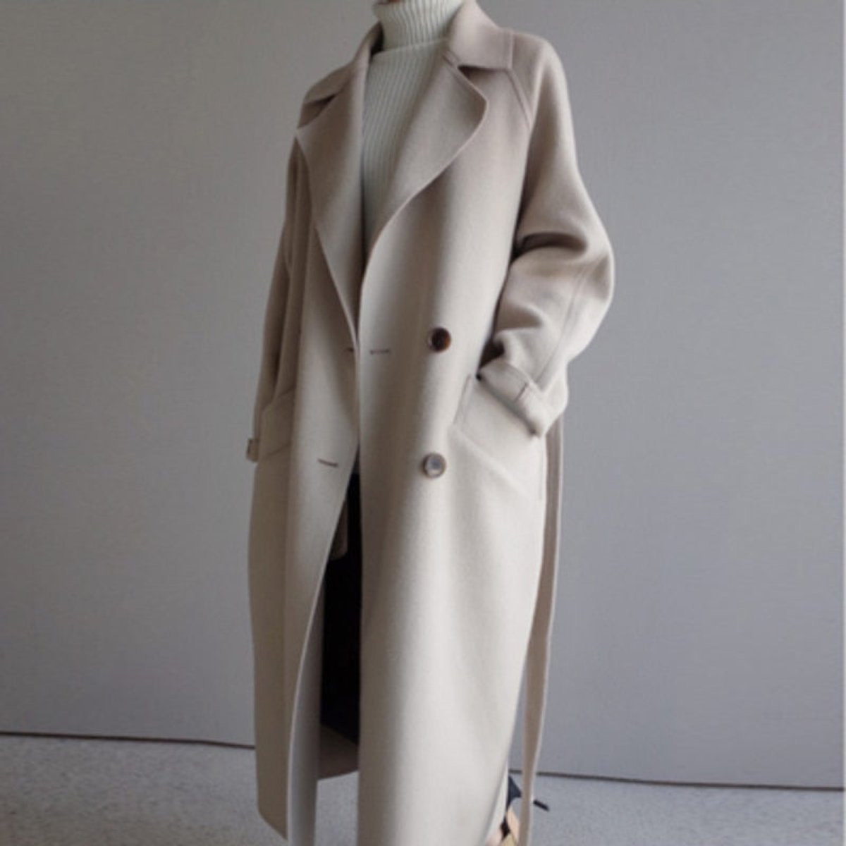 Lavinia | Women's Trench Coat – Long Double-Breasted Wool-Blend