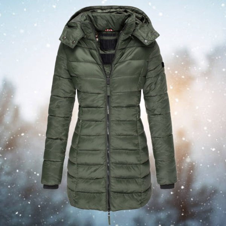 Ottilie | Women's Puffer Jacket – Long Hooded Quilted Padded Coat view 3