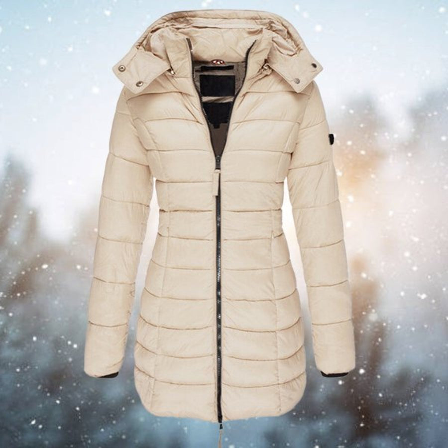Ottilie | Women's Puffer Jacket – Long Hooded Quilted Padded Coat view 4