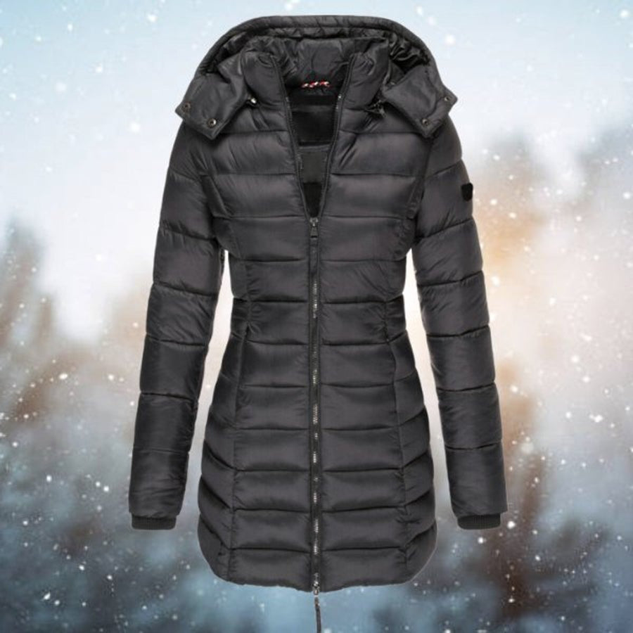 Ottilie | Women's Puffer Jacket – Long Hooded Quilted Padded Coat view 6