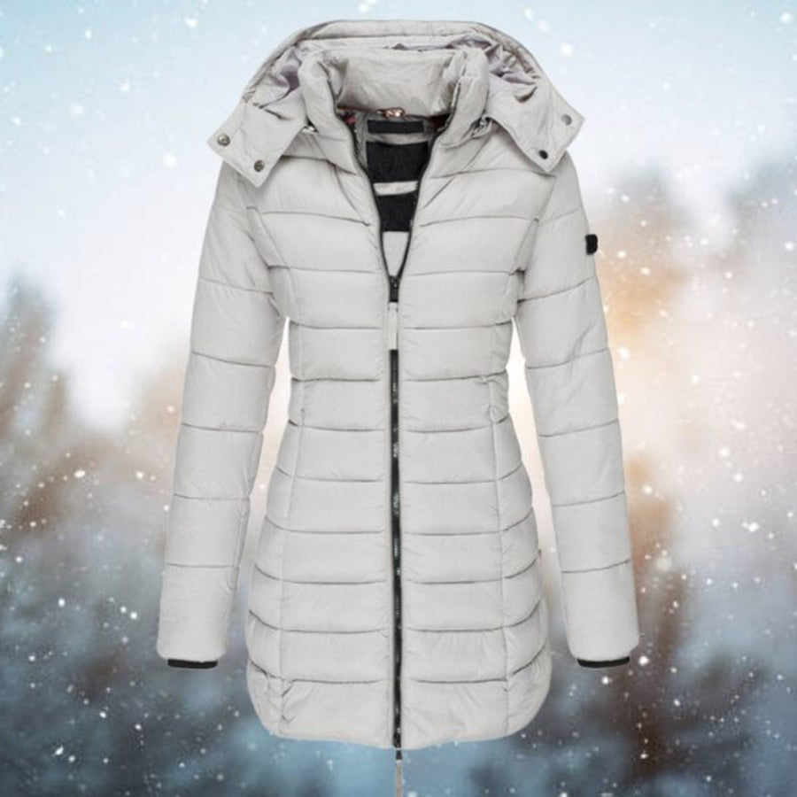 Ottilie | Women's Puffer Jacket – Long Hooded Quilted Padded Coat view 7