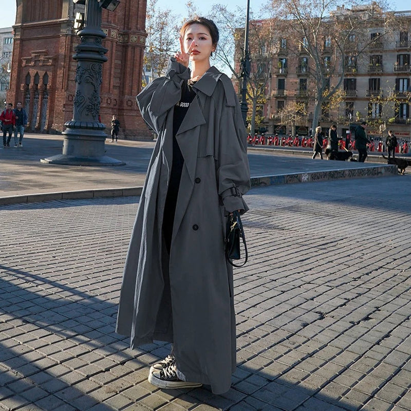 Katherine | Women's Trench Coat – Oversized Double-Breasted Longline