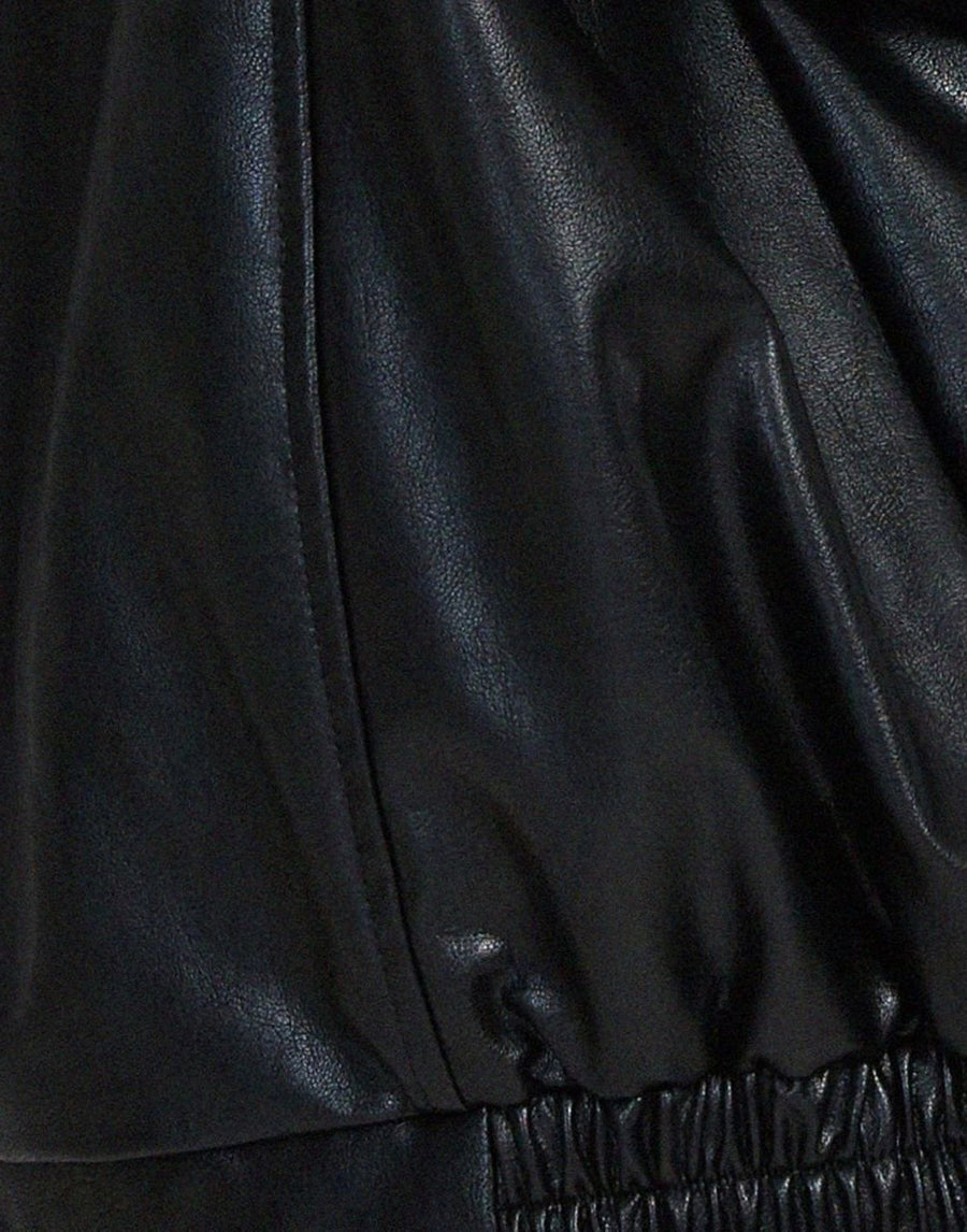 Sybil | Women's Bomber Jacket – Oversized Faux Leather Zip-Up view 9