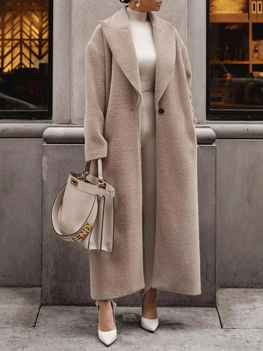 Delilah | Women's Winter Coat – Oversized Long Wool-Blend Lapel view 3