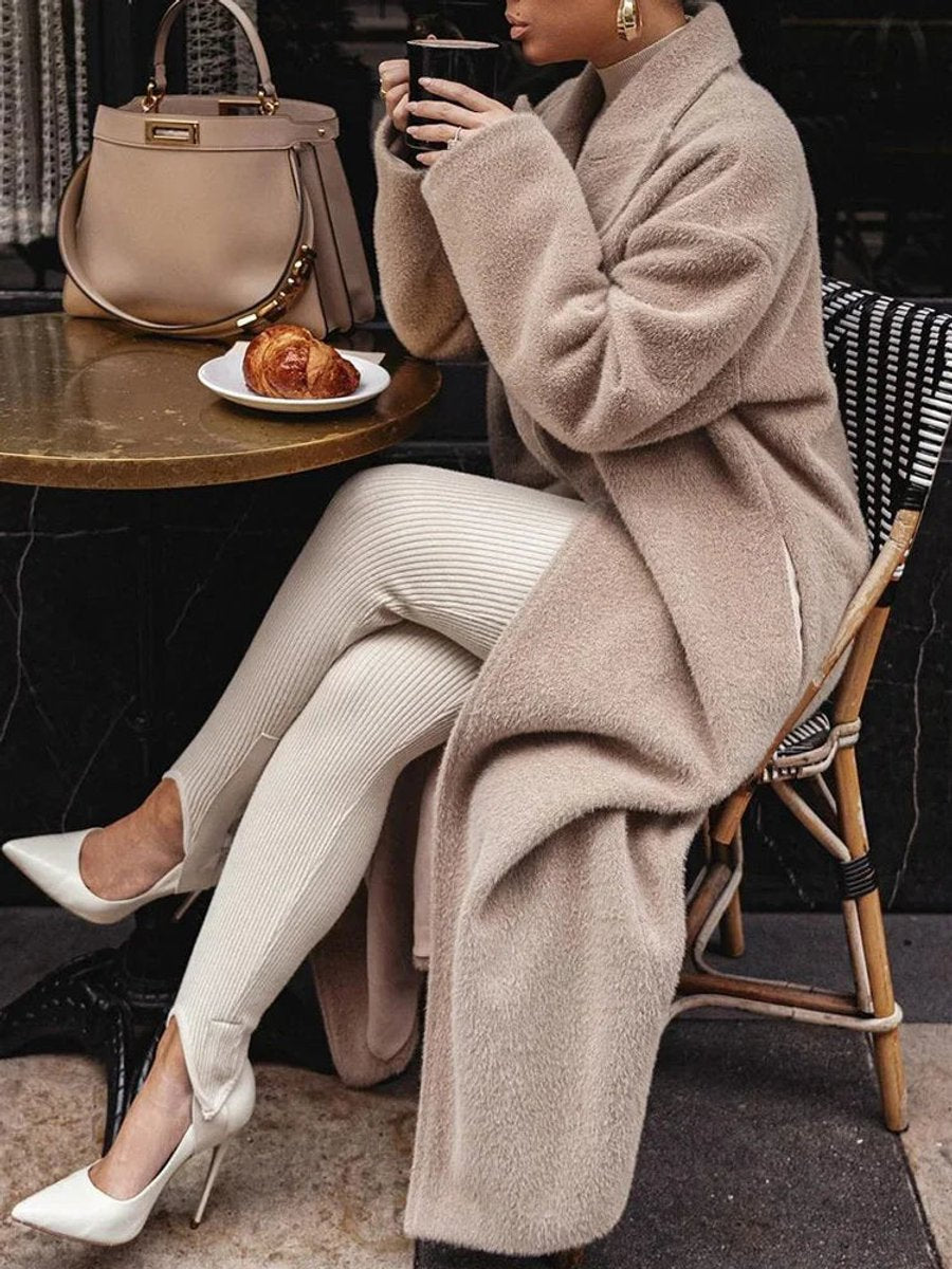 Delilah | Women's Winter Coat – Oversized Long Wool-Blend Lapel view 5