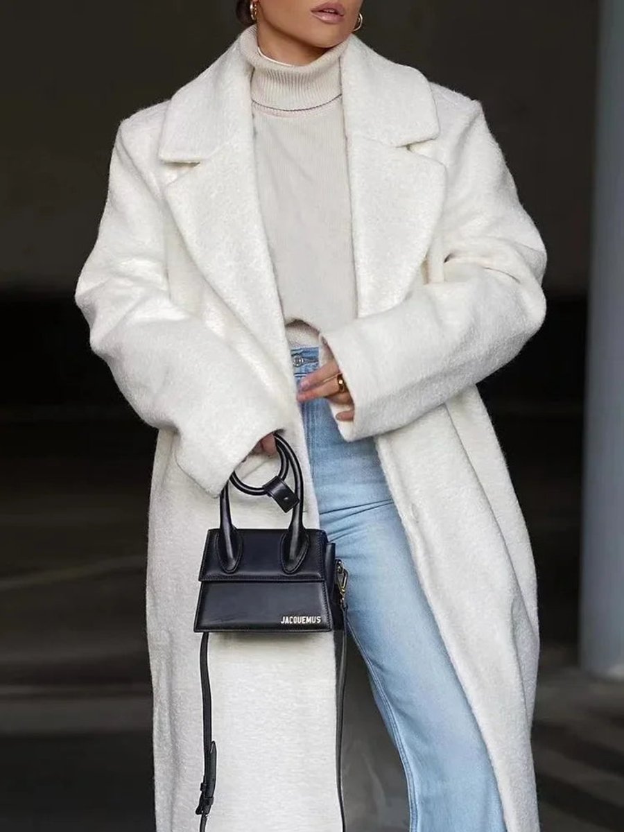 Delilah | Women's Winter Coat – Oversized Long Wool-Blend Lapel view 7