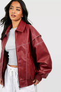 Kate | Women's Quilted Jacket – Oversized Contrast Stitch Bomber