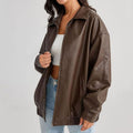 Rowena | Women's Leather Jacket – Oversized Relaxed-Fit Zip-Up