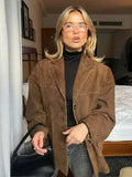 Genevieve | Women's Blazer – Oversized Suede Long Sleeve