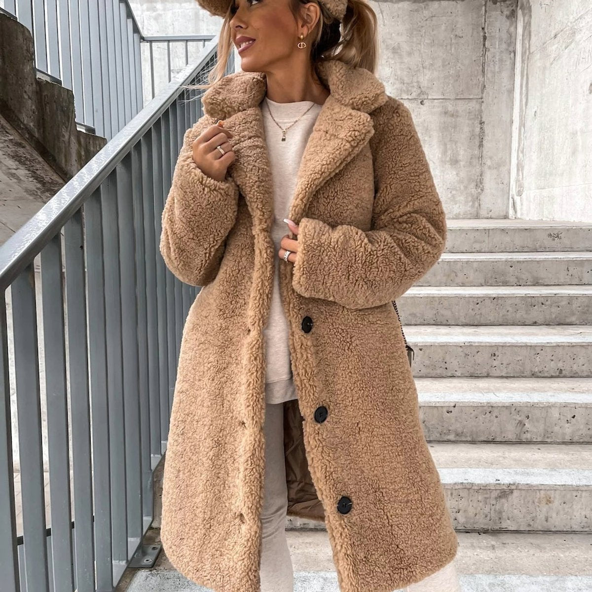 Frances | Women's Teddy Coat – Oversized Long Fleece, Plus Size