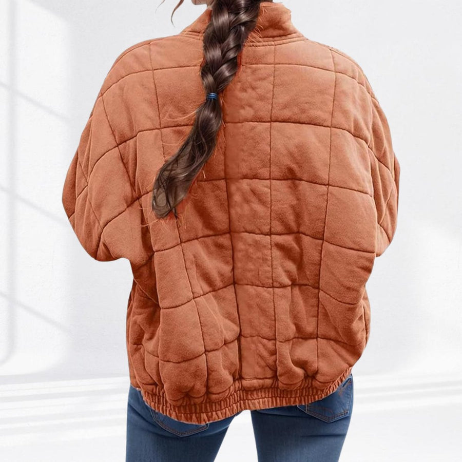 Una | Women's Quilted Jacket – Relaxed-Fit Diamond Zip-Up view 12