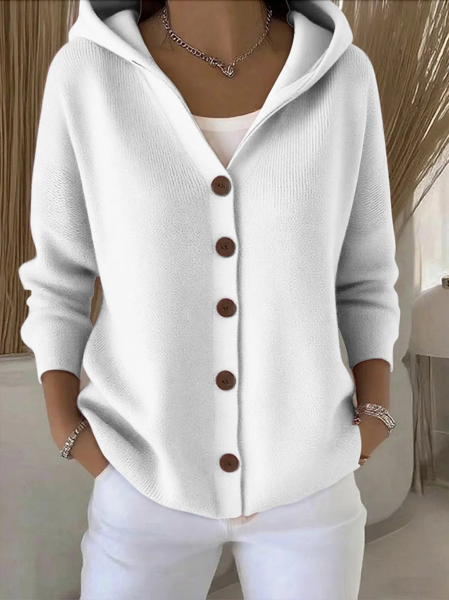 Poppy | Women's Winter Cardigan – Relaxed-Fit Hooded Button-Front Knit, Plus Size view 5