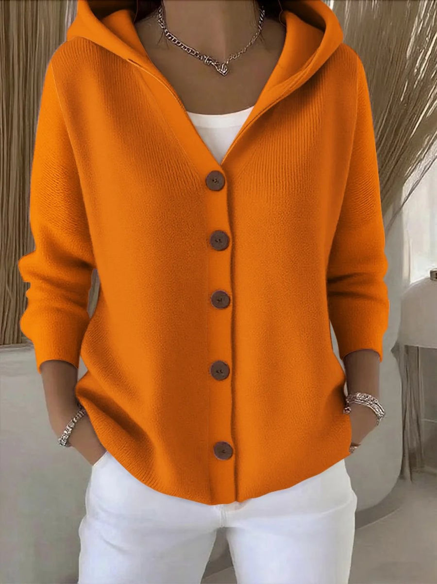 Poppy | Women's Winter Cardigan – Relaxed-Fit Hooded Button-Front Knit, Plus Size view 6