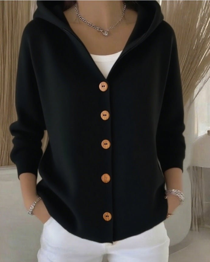 Poppy | Women's Winter Cardigan – Relaxed-Fit Hooded Button-Front Knit, Plus Size view 8