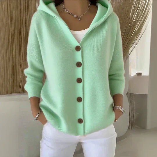 Poppy | Women's Winter Cardigan – Relaxed-Fit Hooded Button-Front Knit, Plus Size view 9
