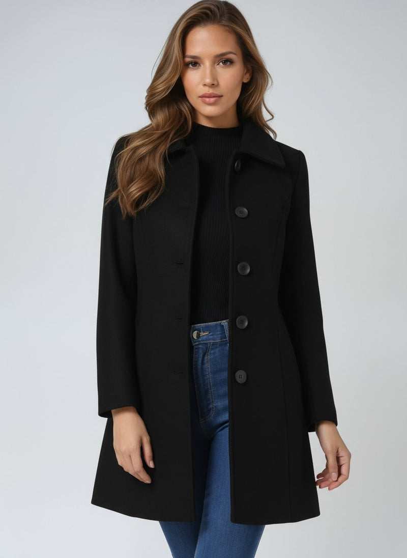 Amelia | Women's Winter Coat – Single-Breasted Structured Midi