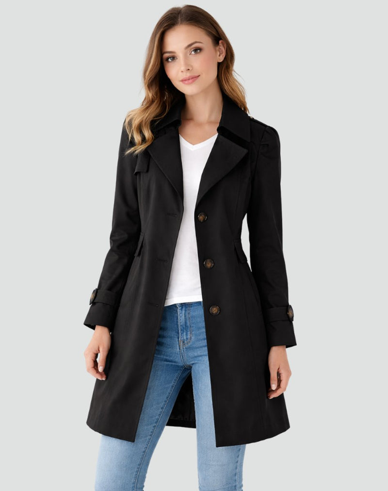 Harriet | Women's Trench Coat – Tailored Mid-Length Classic Lapel