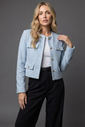 Meredith | Women's Blazer – Tweed Round-Neck Cropped