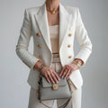 Violet | Women's Blazer – Double-Breasted Gold Button Notch Lapel